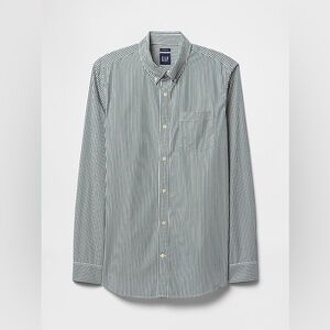 GAP Kids Green & White Striped Button Down Shirt XS (4–5) Classic Cotton Poplin